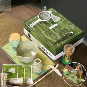 Bộ Trà Matcha Nhật Bản AMLU, Dụng Cụ Làm Trà Que Trà Bàn Chải Matcha, Bát Gốm Tre Có Thể Tái Sử Dụng Thìa Matcha Thìa Trà Xanh Máy Đánh Trà Cho Những Người Yêu Trà