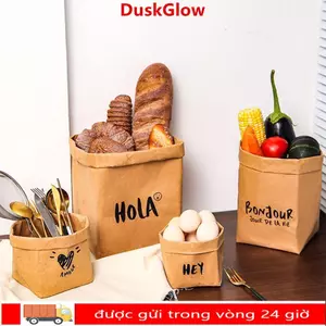 Túi Giấy Kraft DUKGLOW, Túi Bao Bì Vuông Dày Dung Tích Lớn, Túi Bảo Quản Có Thể Tái Sử Dụng Đơn Giản Chống Thấm Nước Có Thể Giặt Được Tủ Lạnh Nhà Bếp