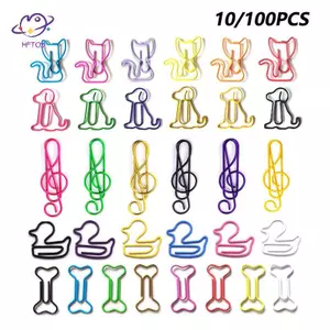 HFTOY 10 / 100 Chiếc Kẹp Giấy Có Ghi Chú Âm Nhạc Đồ Dùng Văn Phòng Kẹp Giấy Động Vật Du Kẹp Giấy Nhiều Màu Sắc Hình Không Đều ~