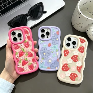 Ốp Điện Thoại Cho Infinix 60 GT 30 Pro 50 Smart 9 8 Tecno Spark 30C 10 Pro POVA 6 NEO 7 Ốp Điện Thoại Hoa Dâu Trái Cây Màu Kẹo Silicon Chống Sốc Hoa Văn Sóng Bên