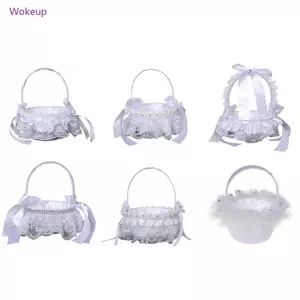 Giỏ hoa Woke cho lễ cưới Giỏ hoa Satin nhỏ màu trắng