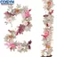 <cosyh>Artificial 71 Inch Floral Garland with Pink Flowers and Autumn Pumpkins for Home