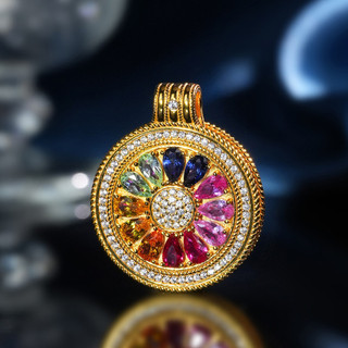 Châu Âu Mỹ ins Phong Cách Mới Đỏ Corundum Rainbow Một Mặt La Bàn Vòng Cổ Nữ