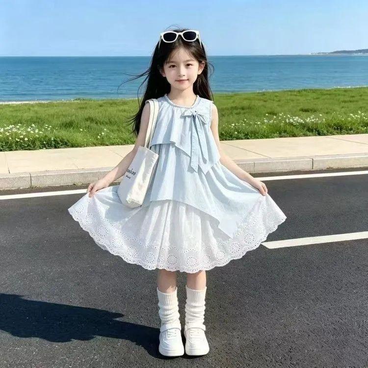 [Hàng mới về] Đầm công chúa thời trang đẹp không tay khổng lồ phong cách mới mùa hè cho bé gái
