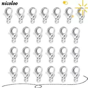 NICOLOO 25 Chiếc Vuốt Tôm Hùm, Kẹp Tôm Hùm Bạc Inox, Kẹp Trang Sức Vàng 9x6mm Tôm Hùm Kẹp Mặt Dây