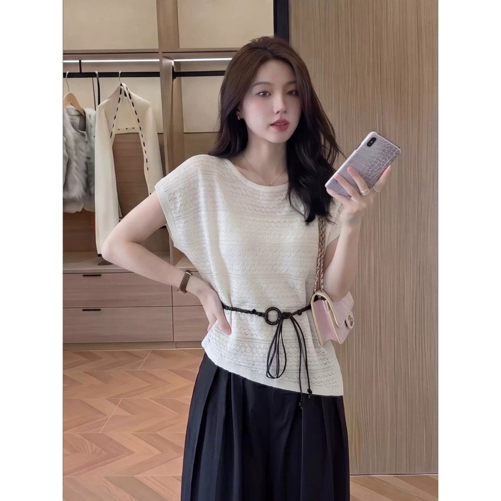 SUXI Hàng dệt kim thông thường màu trơn giản dị dành cho nữ mùa hè mới 260522