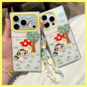 Ốp Lưng iPhone 17 Pro Max 16 15 Chống Sốc Có Dây Đeo Chống Rơi Hình Vuông Họa Tiết YUY Girl TPU Chống Trầy Xước