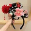 E-WOITD Hoa Phong Cách Trung Hoa Mũ sel Ngọc Trai Phong Cách Cổ Đại Công Chúa Tóc Vòng Hanfu Mũ Đội Đầu Hanfu Kẹp Tóc Nữ E-WOITD