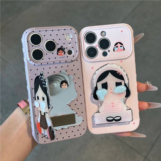 Phim Hoạt Hình Dễ Thương Crybaby Có Thể Gập Lại Gương Đế Điện Thoại Cho iPhone 17Promax 11 12 13 14 15 16 Pro Max 15Plus Silicon Mềm Chống Sốc Nữ Điện Thoại Di Động