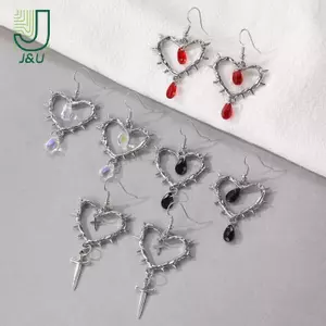 1 Đôi Bông Tai Thiết Kế Trái Tim Gai Phong Cách Gothic Retro, Bông Tai Hình Trái Tim Có Gai, Bông Tai Trung Lập Quà Tặng Tiệc Ngày Lễ