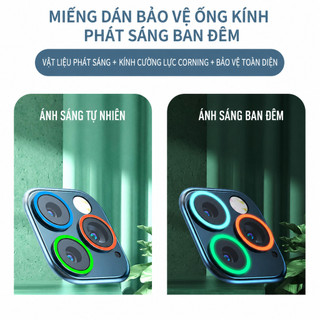 Kính cường lực bảo vệ camera, kiểu dạ quang,chống trầy xước, chống mài mòn,dùng cho iPhone 17 16 15 14 13 12 11 Pro Max
