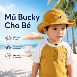 Mũ Tai Bèo Trẻ Em Mũ Bucket Chống Nắng Cho Bé Vành Rộng Nhẹ Thoáng Có Dây Rút BRAY Nuggap