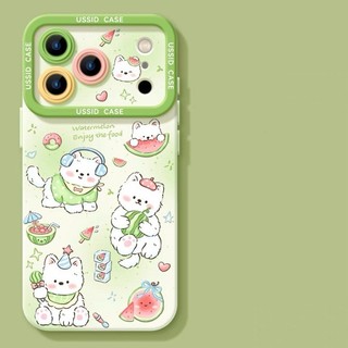 Mùa Hè Lạnh Dưa Hấu Trắng Chó Trường Hợp Điện Thoại Cho iPhone 17 16 15 14 13 12 11 Pro Max X Xr Xs Max 7 8 Plus SE2020