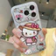 Ốp lưng iPhone họa tiết Hello Kitty màu hồng Bảo vệ camera da mềm cao cấp - iPhone 11/12/13/14/15/16/17/Plus/Air/Pro/Max
