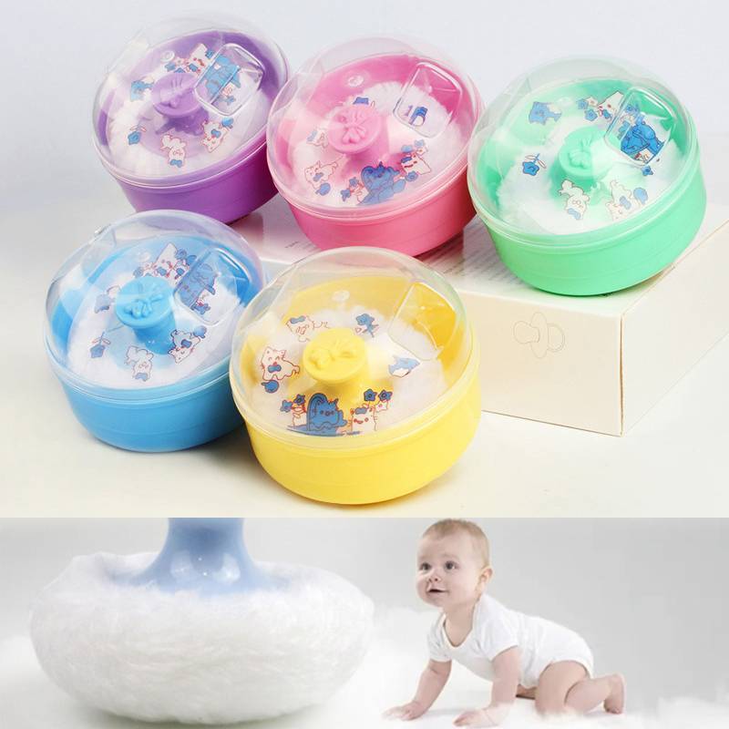 HFSHY Baby Talcum Powder Floo Box Di Động Có Thể Đổ Lại Cơ Thể Mỹ Phẩm Bột Puff Cntainer Baby Puff Case For Home Du Lịch Sử Dụng VN