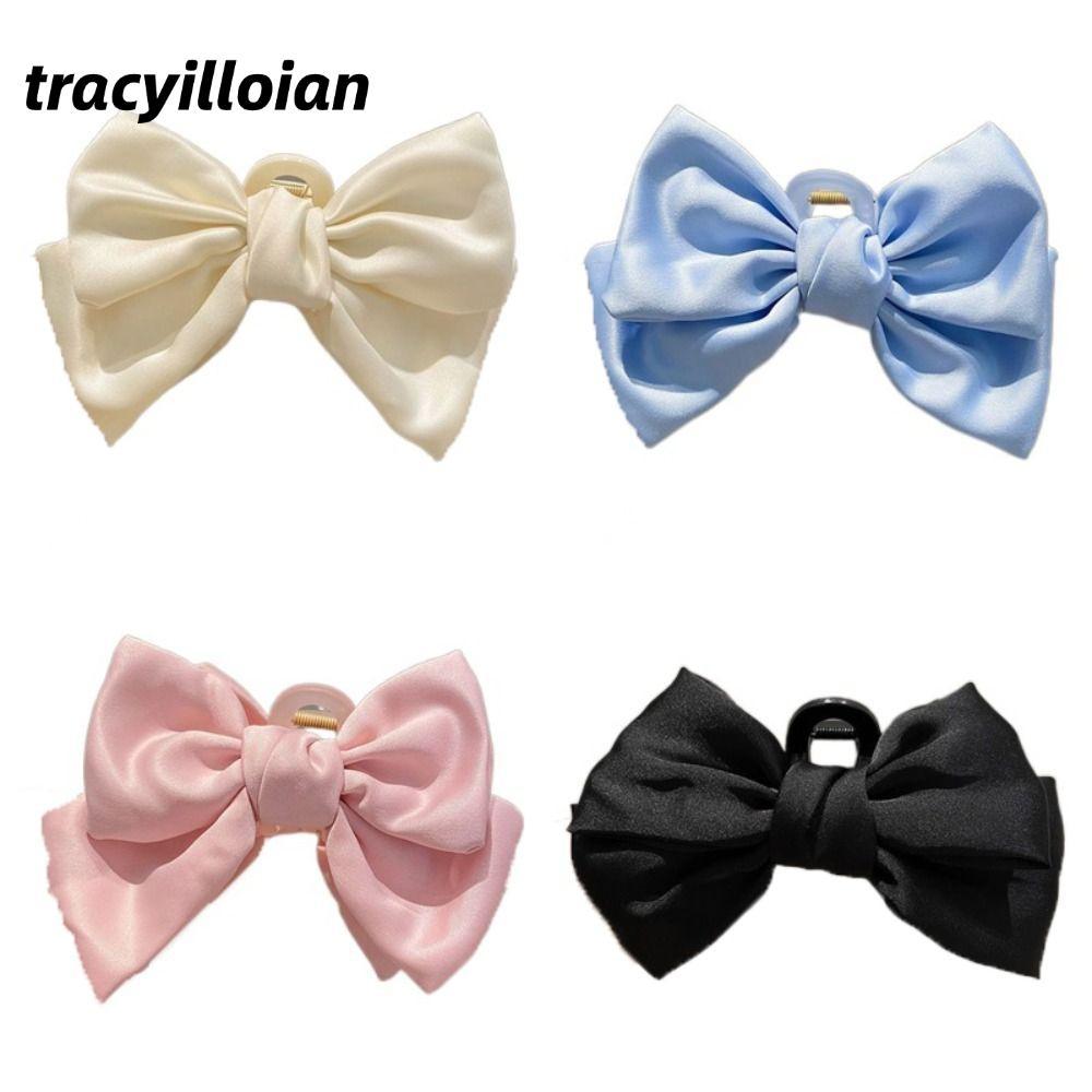 TRACEILLOIAN Bướm Satin Móng Vuốt Tóc, Màu Trơn Phiên Bản Hàn Quốc Nơ Kẹp Tóc, Thời Trang Vải Acrylic Phụ Kiện Tóc Nữ