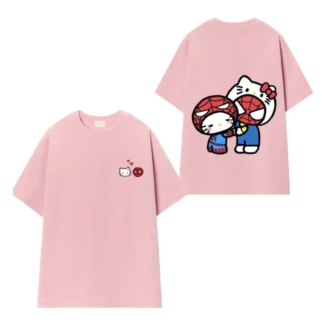 （Giao hàng 24h）Angela Áo thun Hello Kitty x Spider Dễ Thương, hoạ tiết in 5D cao cấp chất vải cotton 2 chiều thấm hút -