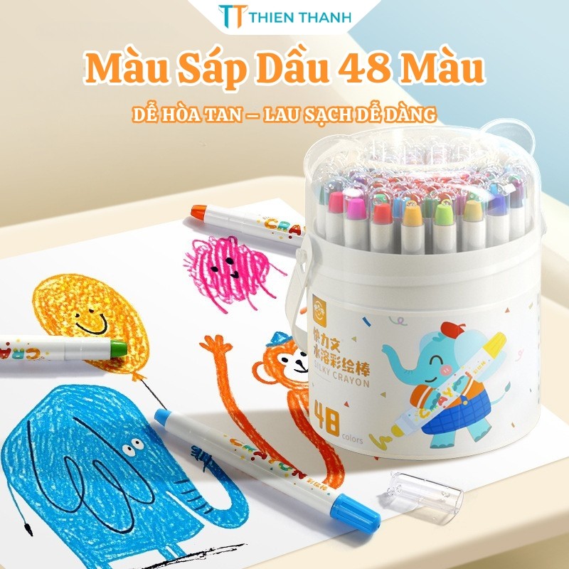 Bút Sáp Màu Lụa Thông Minh Cho Bé – Sáp Dầu Hòa Tan Trong Nước, Dễ Lau Sạch, Không Lem Bẩn Tay