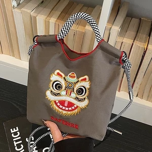 Túi đựng đầu hổ hoạt hình dễ thương mềm mại phong cách Trung Quốc Túi Tote sáng tạo Túi đeo vai Túi Messenger