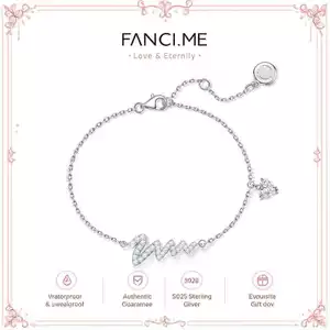 FANCIME "Trái tim đập" Bar Wave Strand Vòng tay bạc Sterling
