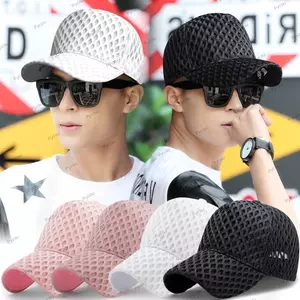 Mũ bóng chày PYCOU, Mũ Snapback lưới thoáng khí, Mũ chống nắng thời trang rỗng chống tia cực tím màu trơn dành cho nữ