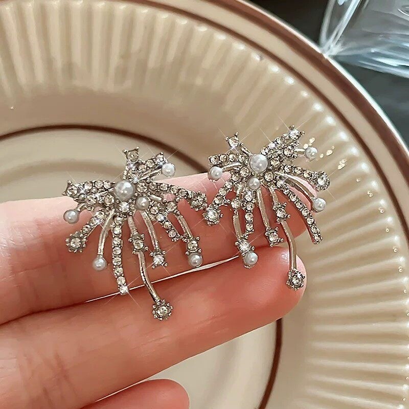 Bông Tai Pháo Hoa Nữ 2026 Phong Cách Mới Bán Chạy Cao Cấp Ánh Sáng Sang Trọng Bông Tai Zircon