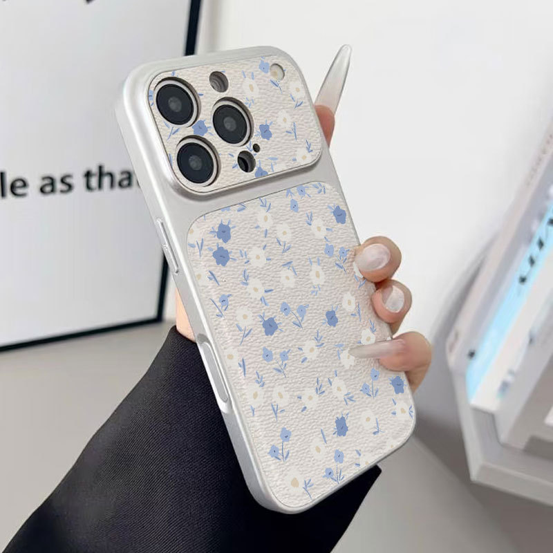 Ốp lưng iPhone Mạ họa tiết da Họa tiết hoa tím iPhone 17 16 15 14 13 12 11 Pro Max Plus Max