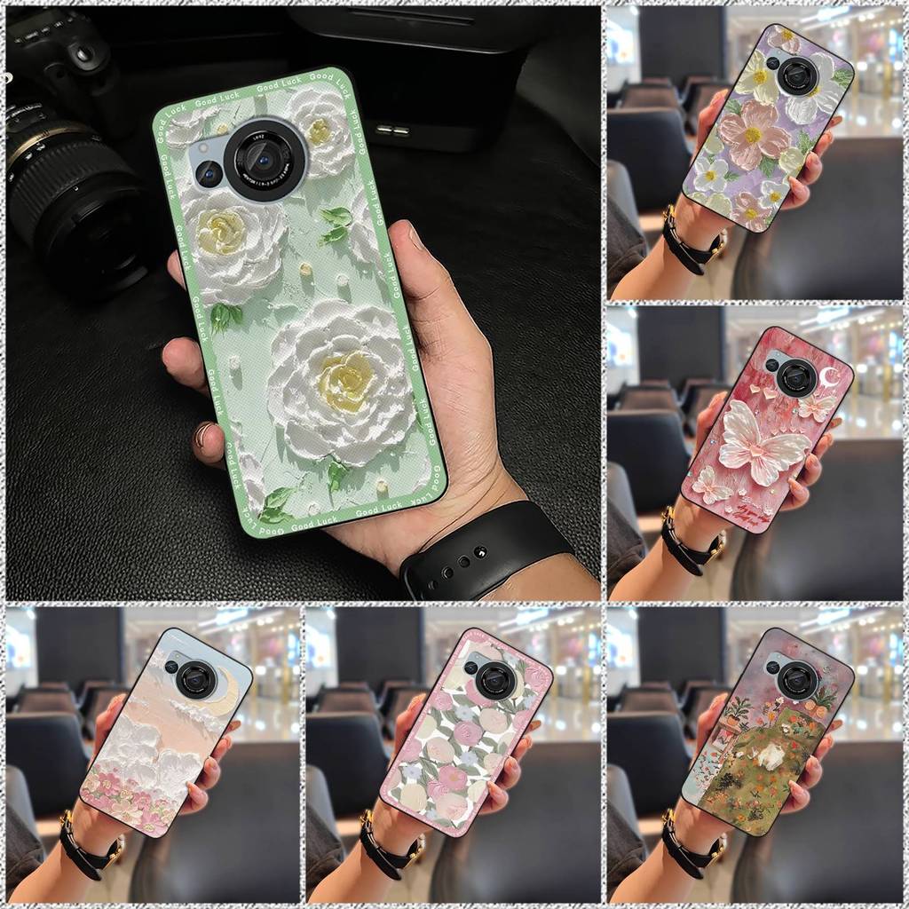 Ốp lưng Sharp Aquos R8 / SH-52D / R8S silicone TPU, thiết kế thời trang, bảo vệ chống va đập, tranh sơn dầu hoa dễ thương
