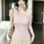 Thiết kế phong cách Hàn Quốc Thắt nút vai xếp li eo hẹp mỏng hơn Áo thun ngắn tay nữ Slim-Fit Style Hot Girl One-Shoulder Top