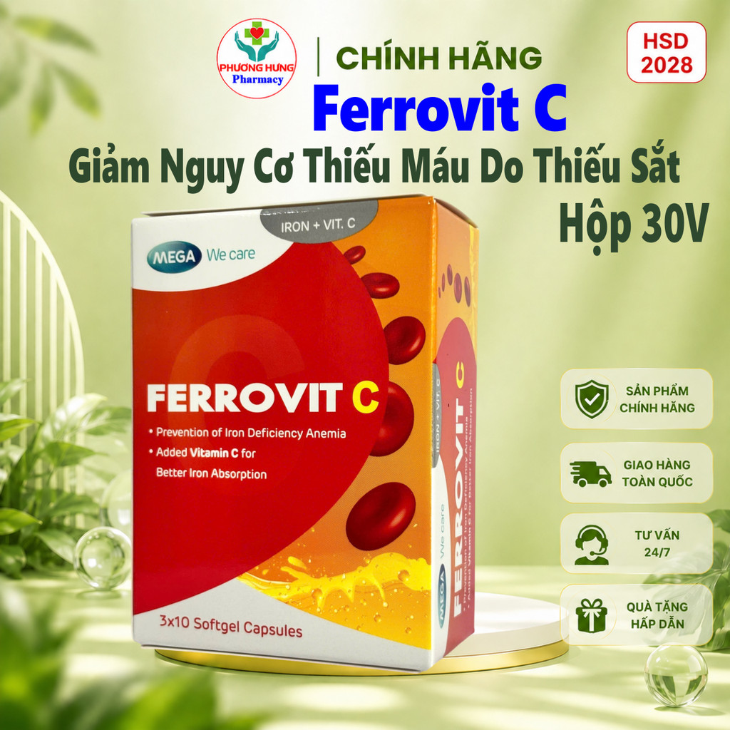 Ferrovit C Hỗ Trợ Giảm Nguy Cơ Và Các Triệu Chứng Thiếu Máu Do Thiếu Sắt - Hộp 30 Viên