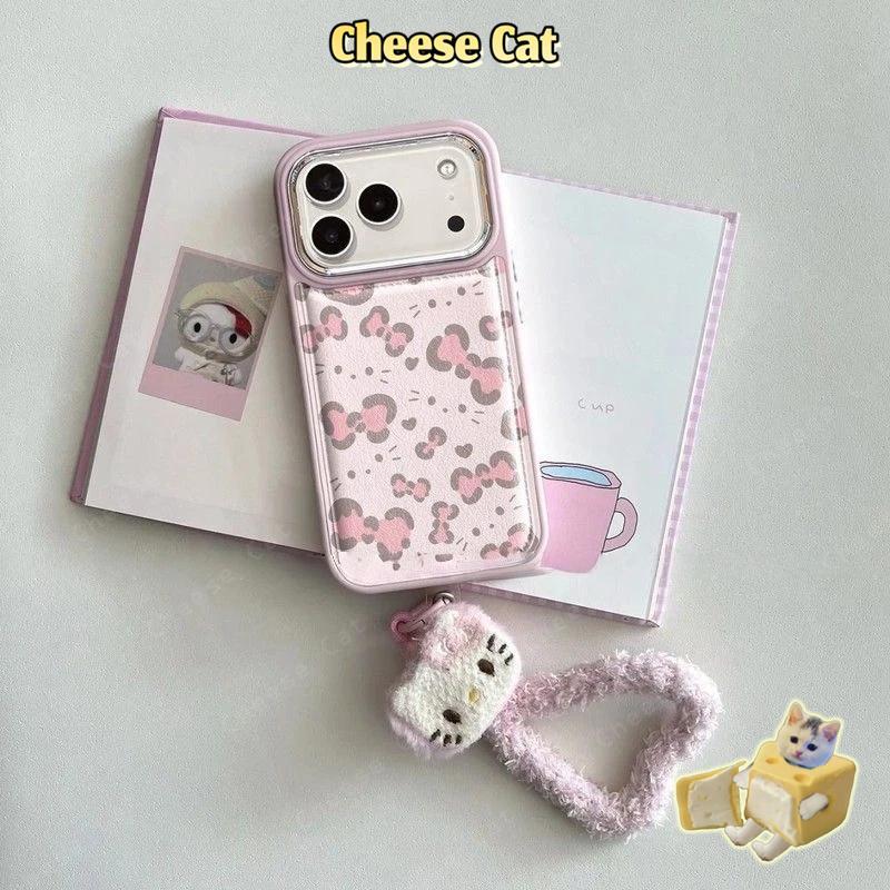 Ốp Lưng In Họa Tiết Da Báo Nơ Hồng Kitty iPhone Cho iPhone 17 Pro 16 15 14 11 12 13 Pro Max Xs Max XR 7 Plus
