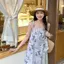 Đầm dây buộc hoa nữ mùa hè Phong cách nhẹ nhàng Tính khí không đều Niche Slimer Look Váy dài chữ A