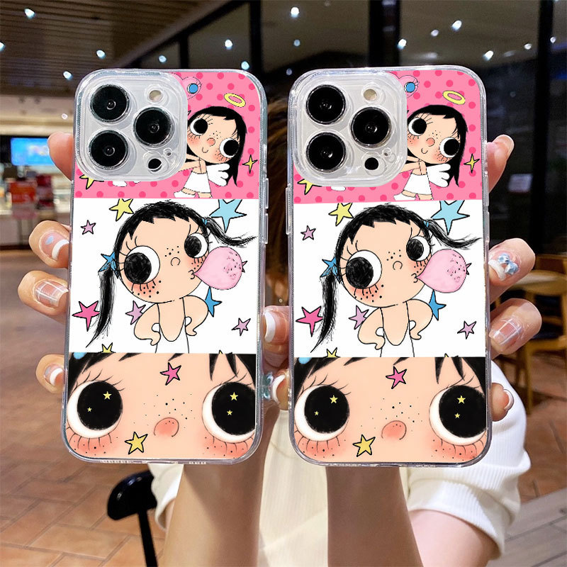 Ốp lưng iPhone trong suốt chống sốc họa tiết cô bé iP-7/8Plus/XSMax/11/12/13/14/15/16/17/Pro/ProMax