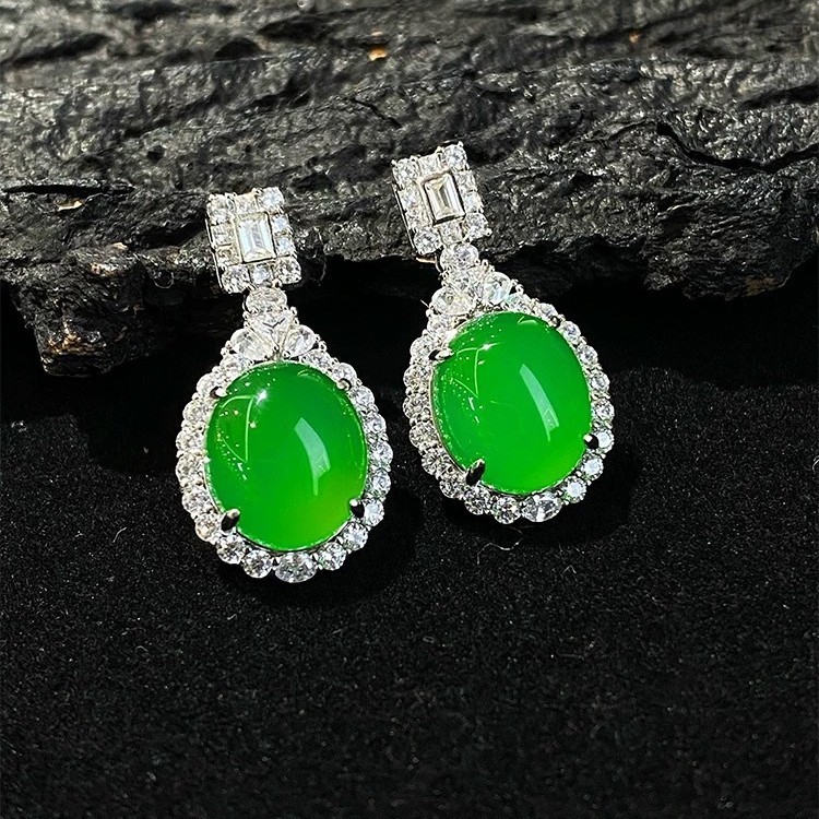 Bông tai nữ Chalcedony tự nhiên tinh tế