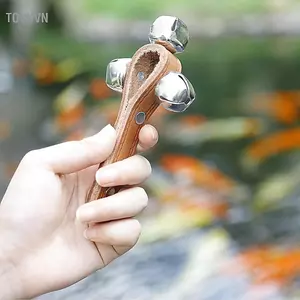 Toyuvn Solinder Handbell Shaker Bell Ring Đồ chơi giáo dục âm nhạc cho trẻ sơ sinh và người lớn Da chọn lọc 3 chuông Jingle Brown 1 X Bộ gõ trẻ em