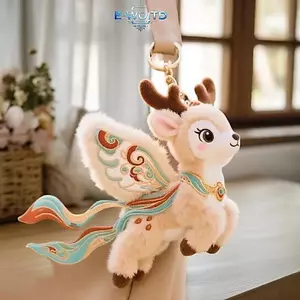E-WOITD Phong Cách Trung Hoa Dunhuang Bay Mèo Mặt Dây Chuyền Dễ Thương Sang Trọng Đồ Chơi Hoạt Hình Chín Màu Hươu Móc Khóa Dễ Thương Sang Trọng Túi Búp Bê Quyến Rũ Quà Tặng E-WOITD