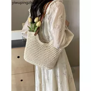 Túi Tote Rơm Đơn Giản Mới Phù Hợp Với Túi Đi Biển Phong Cách Kỳ Nghỉ Dung Tích Lớn Tay Túi Dệt Rỗng Túi Đi Lại