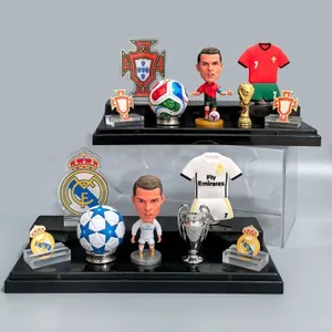 Messi C Ronaldo Neymar Salah Câu Lạc Bộ Bóng Đá Logo Biểu Tượng Hộp Trưng Bày World Cup Bé Trai Bàn Sinh Nhật Trang Trí