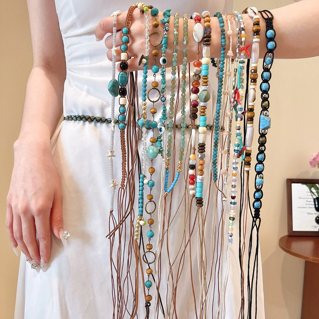 Phong Cách Dân Tộc Bohemian Dệt Tay Đính Hạt Dây Thắt Lưng Nữ 2026 Đai Thiết Kế Niche