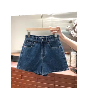 Quần short Denim mùa hè eo cao phong cách mỏng hơn dáng rộng Quần ống rộng Quần nóng bỏng