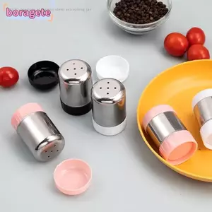 Bình lắc muối BORAGETE, Dụng cụ nhà bếp Chai gia vị Mini bằng thép không gỉ, Phụ kiện nhà bếp có nắp bụi Gia vị Bảo quản Chai tiêu nhỏ 5 lỗ Nhà bếp
