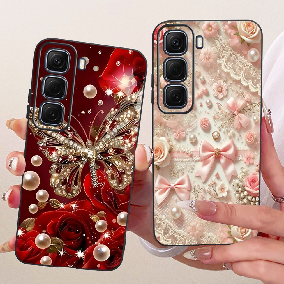 Dành Cho Infinix Hot50 4G X6882 X6882B Vỏ Cho Infinix Hot 50 4G Ốp Lưng Silicon Mèo Dễ Thương Hoa Sang Trọng Sơn Thoáng Mát Mềm Funda