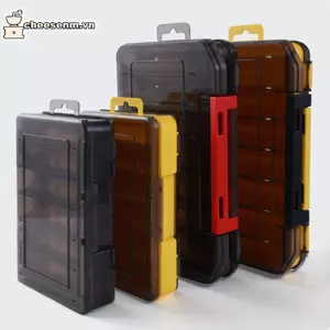 Cheenm Hộp dụng cụ câu cá hai mặt, bảo quản phụ kiện, đựng mồi cứng