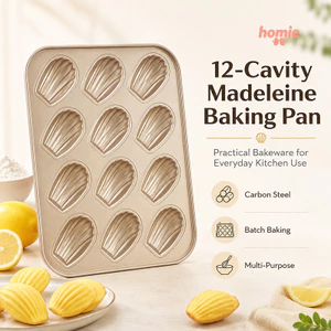 ✨Homie✨Khuôn nướng bánh Madeleine 12 ngăn, dụng cụ làm bánh tráng miệng.