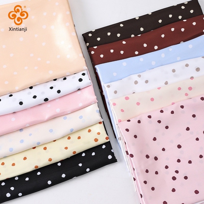 Mềm Thoáng Khí Chấm In Vải Satin Cho Váy Dây Đeo Váy Quần Áo Trẻ Em Bộ Đồ Ngủ DIY Chất Liệu May 0.5 Mét TJ23710