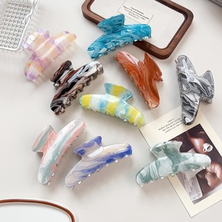 Kovoi / Cao Cấp Đá Cẩm Thạch Smudge Lấy Kẹp Retro Phong Cách Nhẹ Nhàng Cá Mập Kẹp Tất Cả Trận Đấu Kẹp Tóc Phụ Kiện Tóc