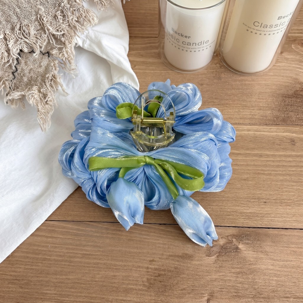 Kẹp cá mập nếp gấp phong rừng hoa tulip mẫu mới 2026 lãng mạn mùa xuân hè kẹp tóc sau đầu nữ