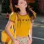 Thiết kế in chữ Màu sắc tương phản Cổ tròn tay ngắn ôm vừa vặn Áo thun ngắn Hot Girl