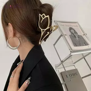 AqToCna Tulip Tóc Bắt Kim Loại Vuốt Tóc Nữ Cá Mập Kẹp Tóc Nữ Mũ Đội Đầu Bé Gái Phụ Kiện Tóc AqToCna