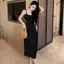 Phong cách mong muốn thuần khiết Đi biển Kỳ nghỉ Dây đeo sang trọng Đầm đi biển dài mùa hè